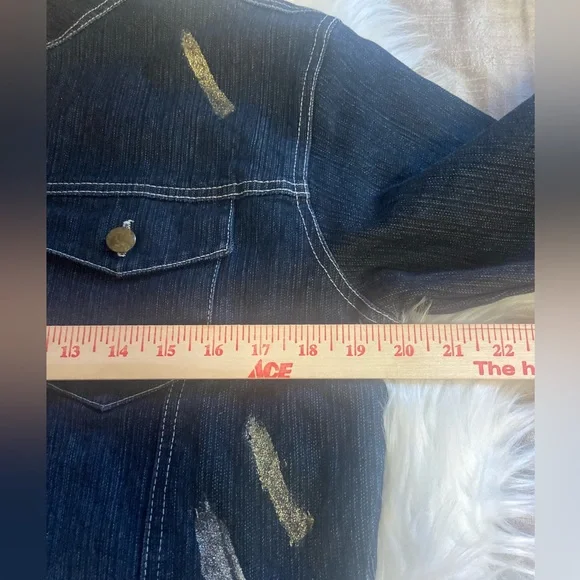 What’s Hot Stretch Studded Denim Sz XL Women’s  Jacket - Picture 7 of 10